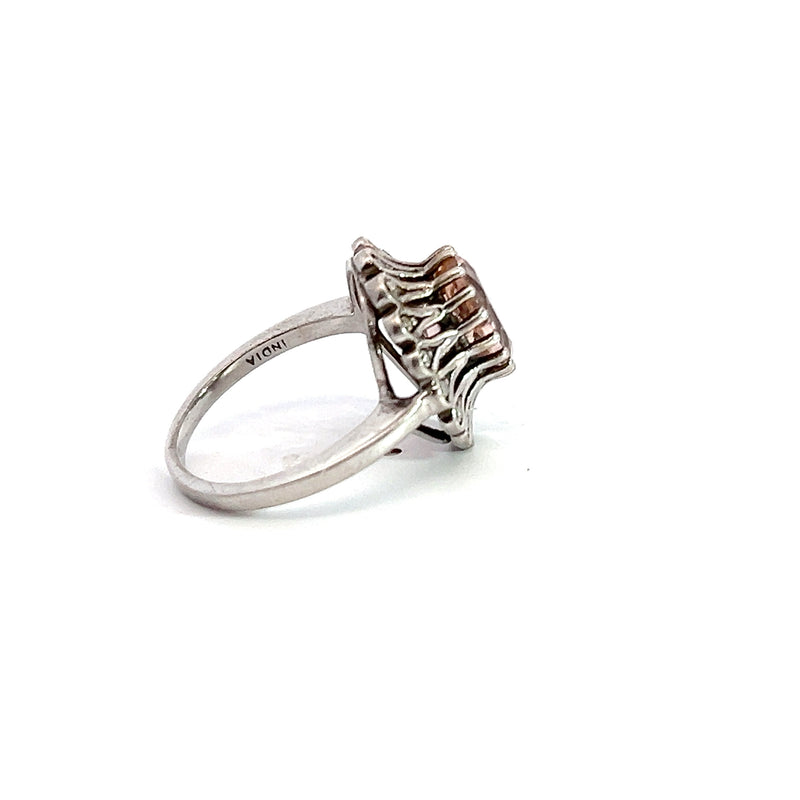 Sterling Silver Morganite & Diamond Ring