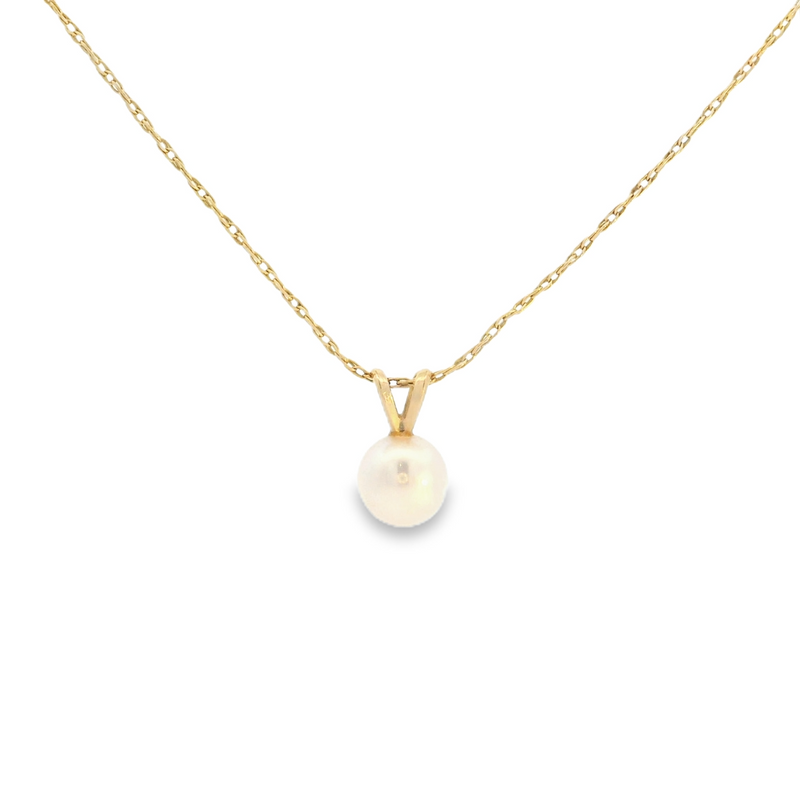 14K YG Pearl Pendant with 22