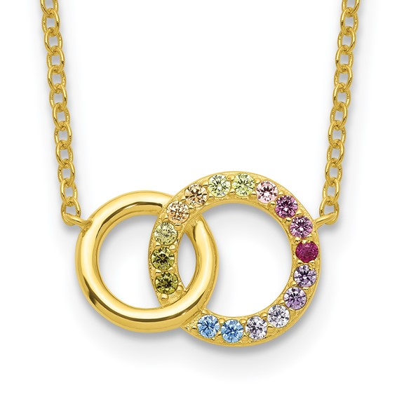 Sterling Silver Rainbow Circle Necklace