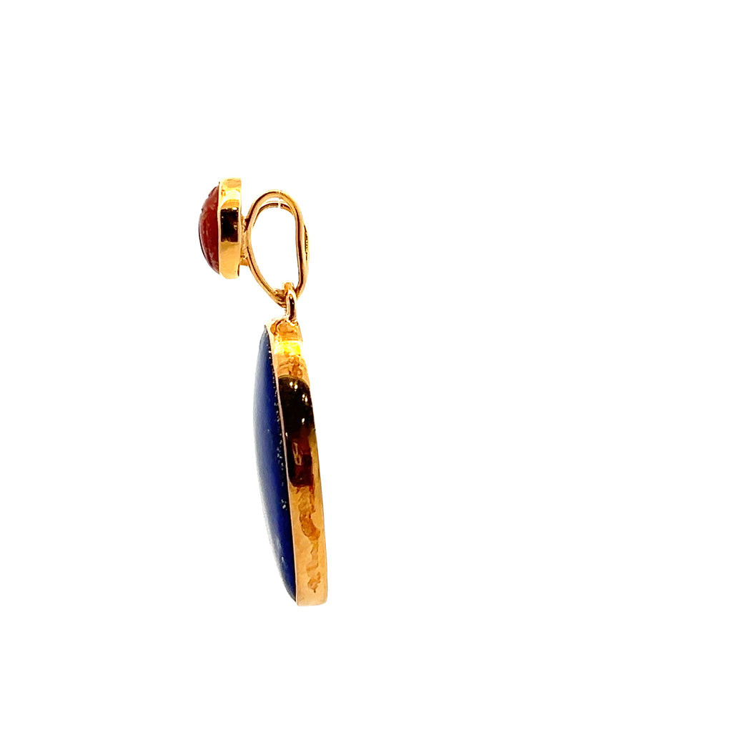 Sterling Silver with Gold Plating Lapis Lazuli & Carnelian Pendant