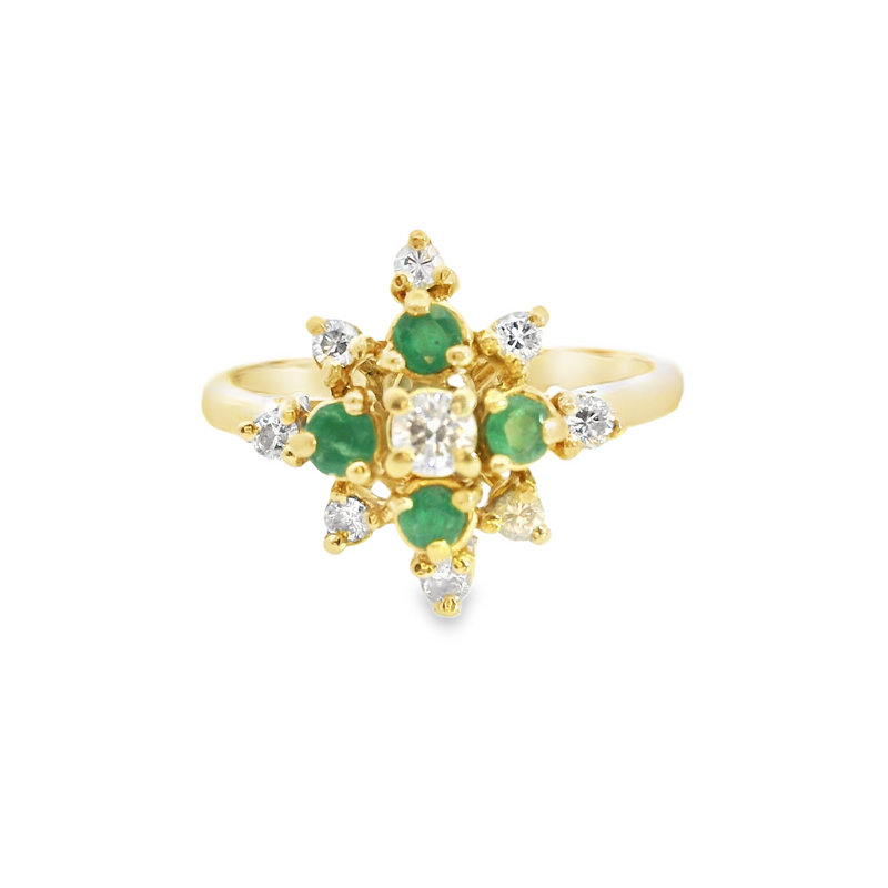 18K YG Emerald & Diamond Ring