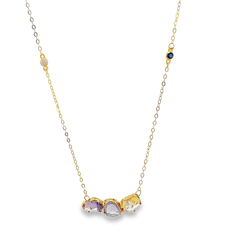18K YG Gemstone Necklace (Quar
