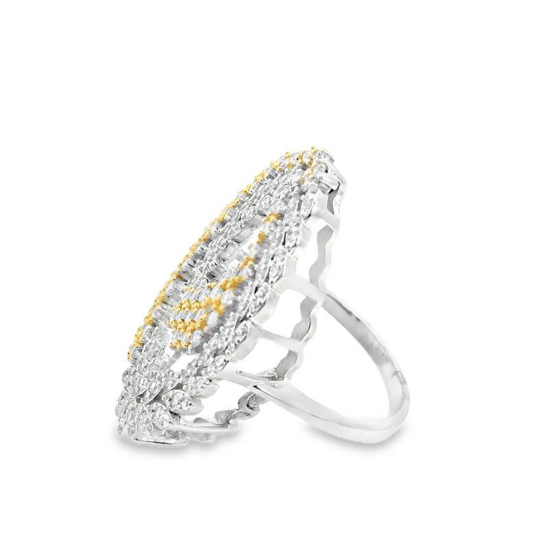 Silver & Gold Plated CZ Ring