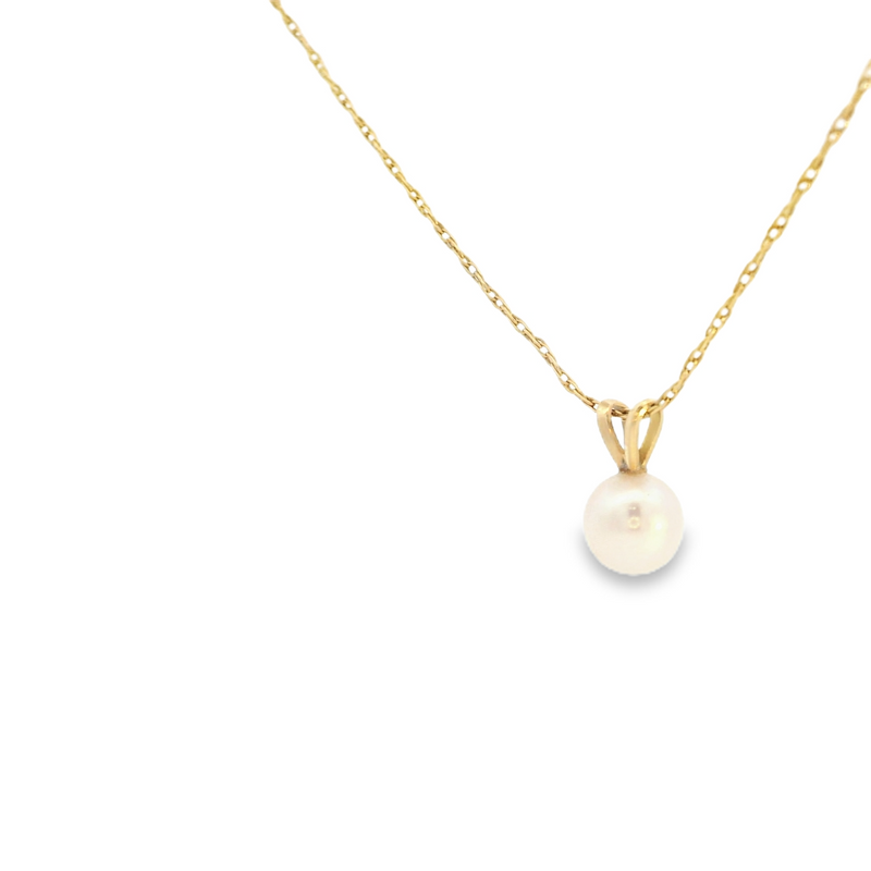 14K YG Pearl Pendant with 22" Chain