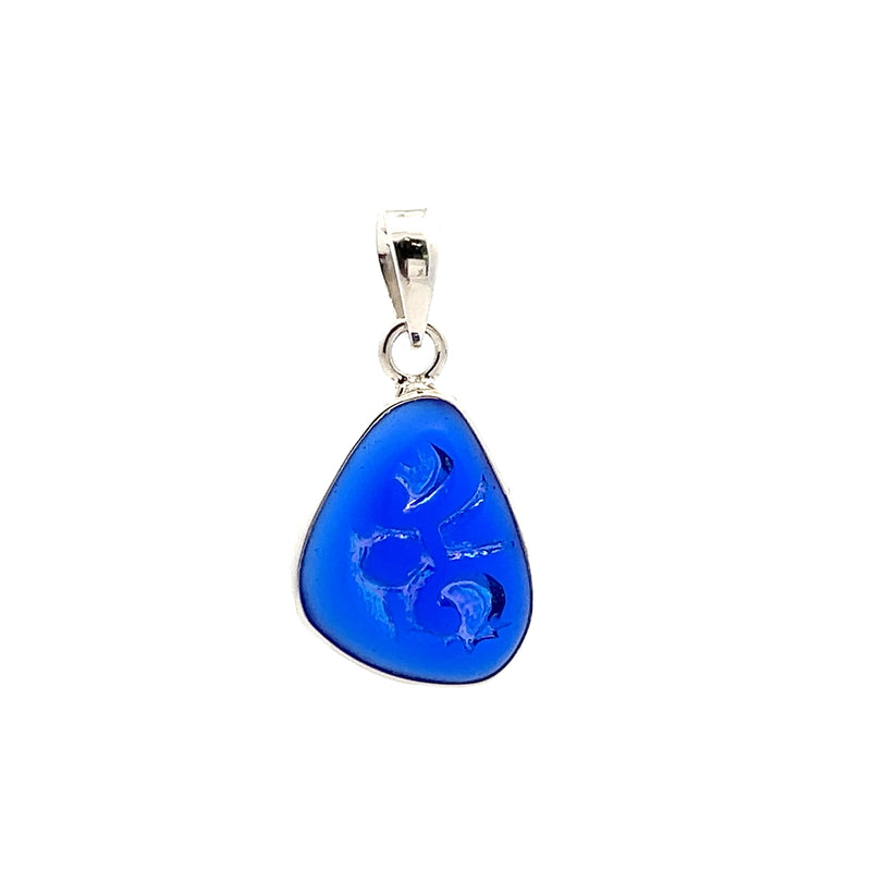 Sterling Silver Blue Beach Glass Pendant