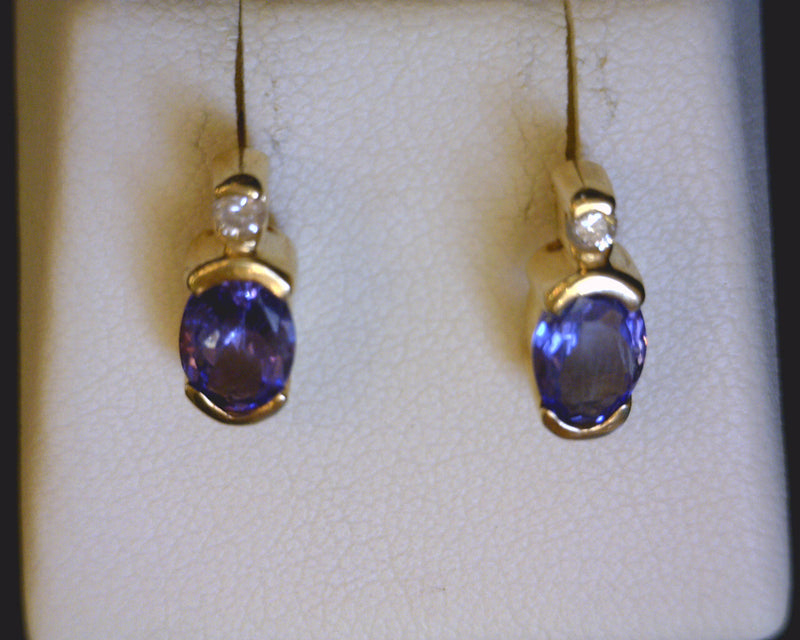 14K YG TANZANITE/ DIAMOND EARRINGS