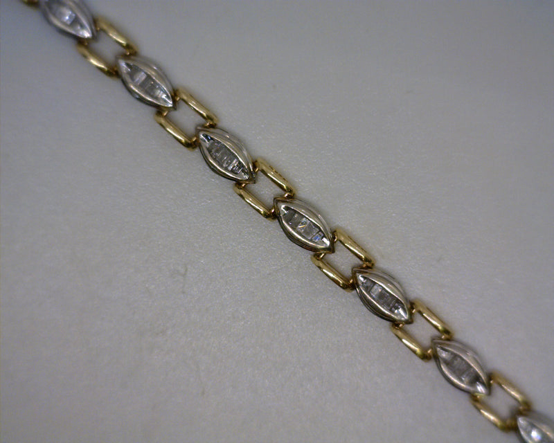 14K TWO TONE DIAMOND TENNIS BRACELET