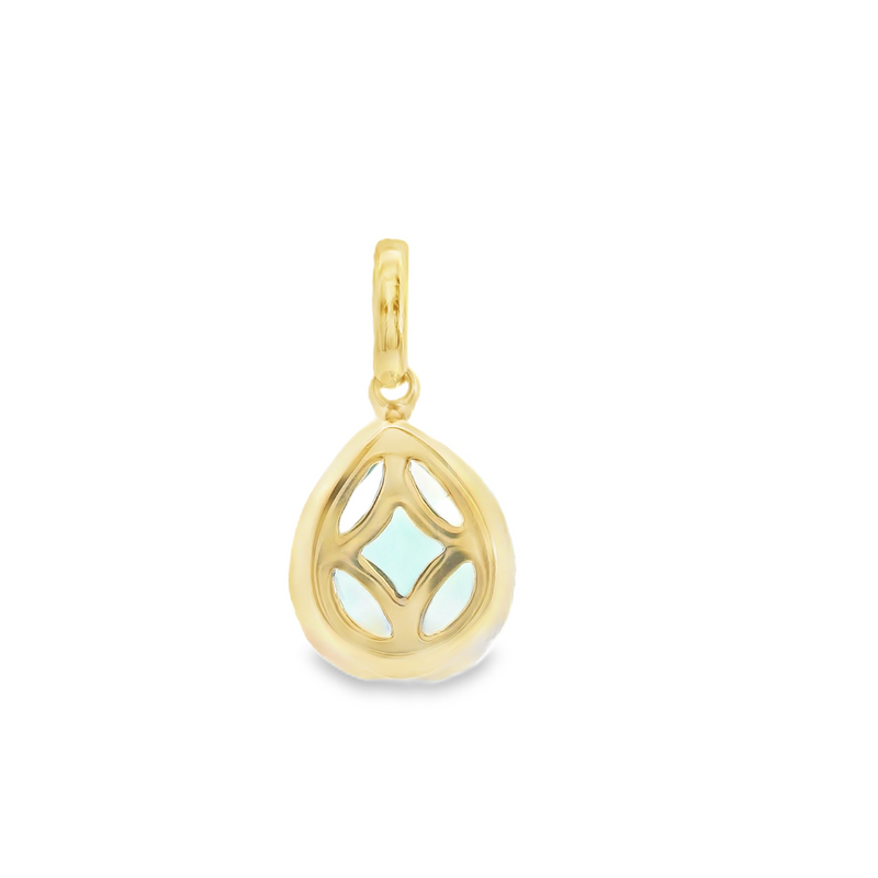 10K YG Bezel Set Blue Topaz Pendant