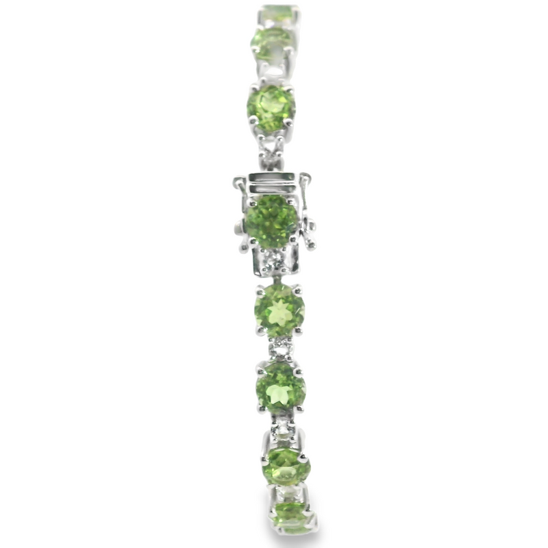 Sterling Silver Peridot & CZ Bracelet 6.75"