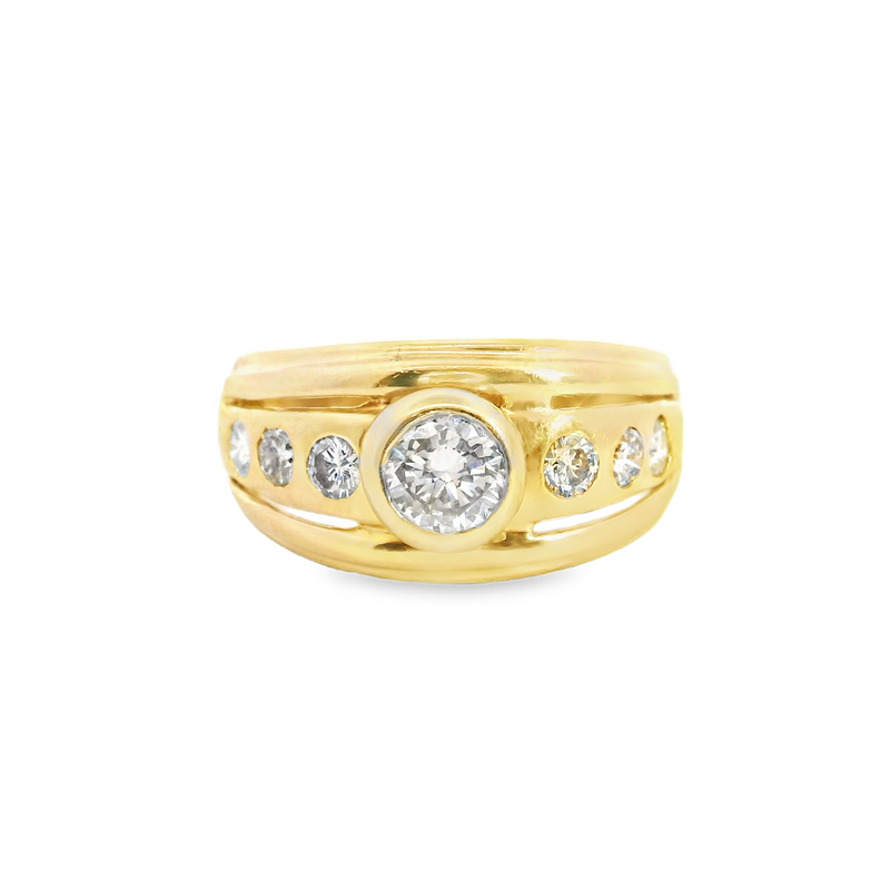 14K YG Wide Diamond Ring