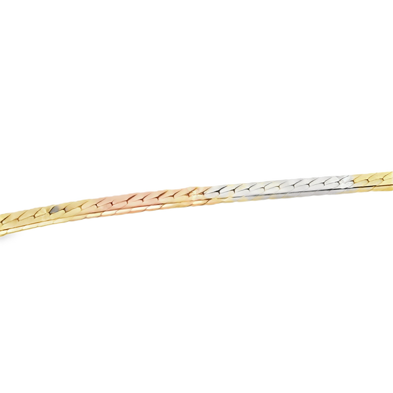 14K Tri Color Herringbone Necklace 24"