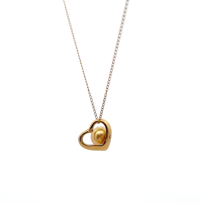 14K YG Heart Pearl Pendant