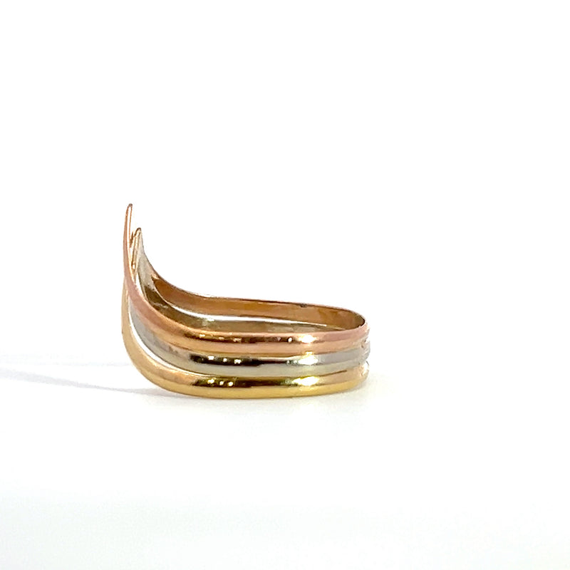 14K Tri Color Gold Chevron Band