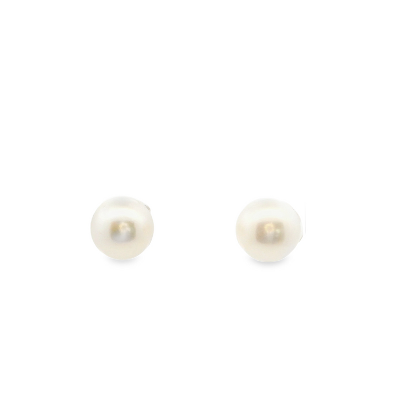 14K YG 7.5mm Button Pearl Earrings