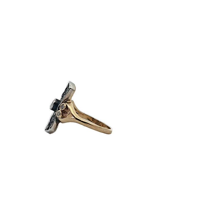 18K YG Vintage Sapphire & Diamond Ring