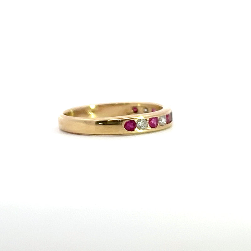 14K YG Ruby & Diamond Band