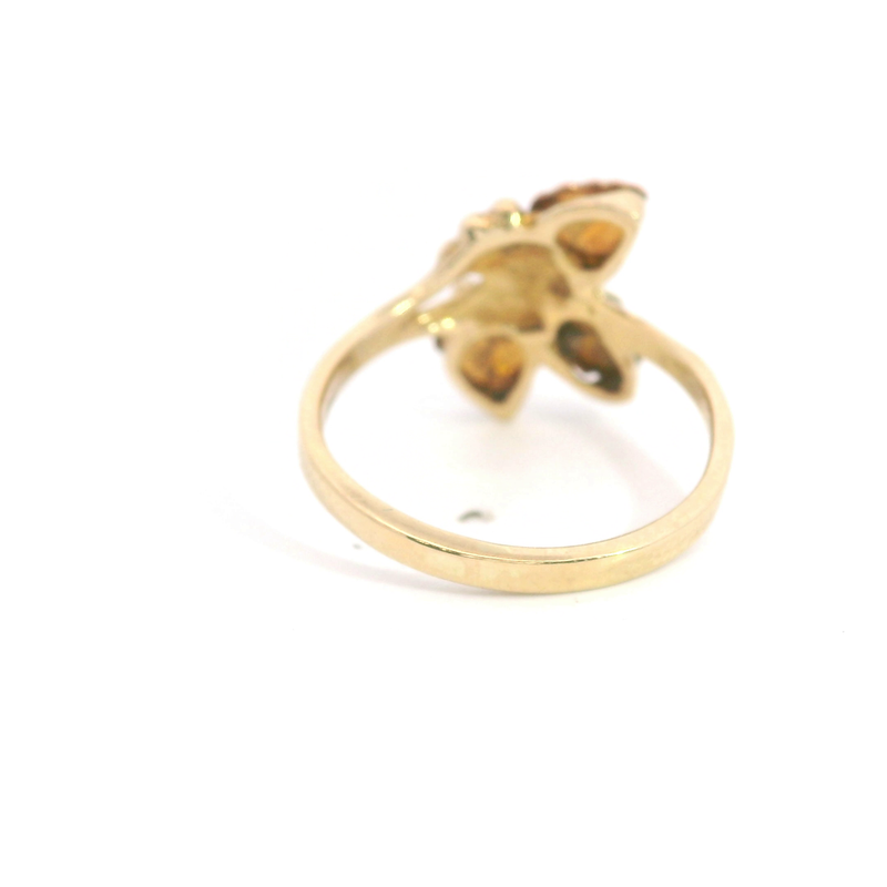 14K Tri Color Diamond Ring