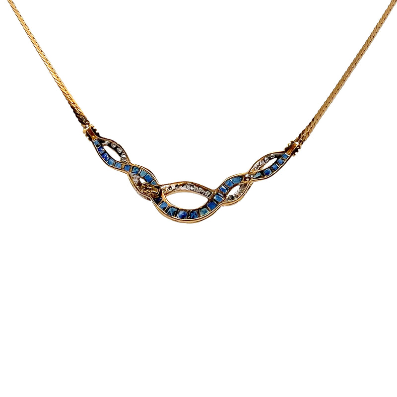 18K YG Sapphire & Diamond Necklace