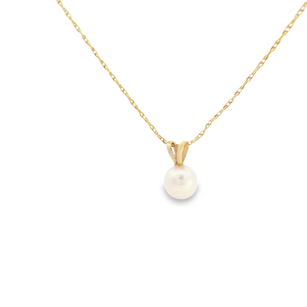 14K YG Pearl Pendant with 22" Chain
