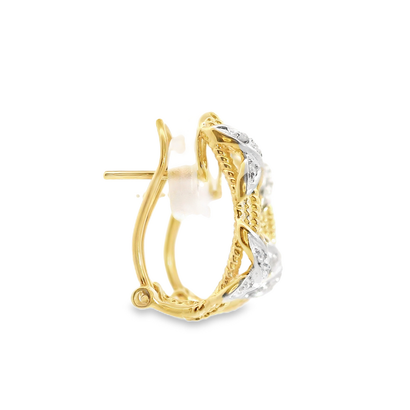 14K Two Tone Diamond Earrings
