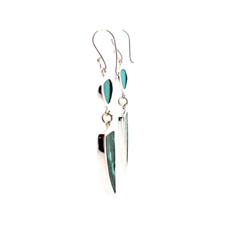 Sterling Silver Turquoise & Azurmalachite Earrings