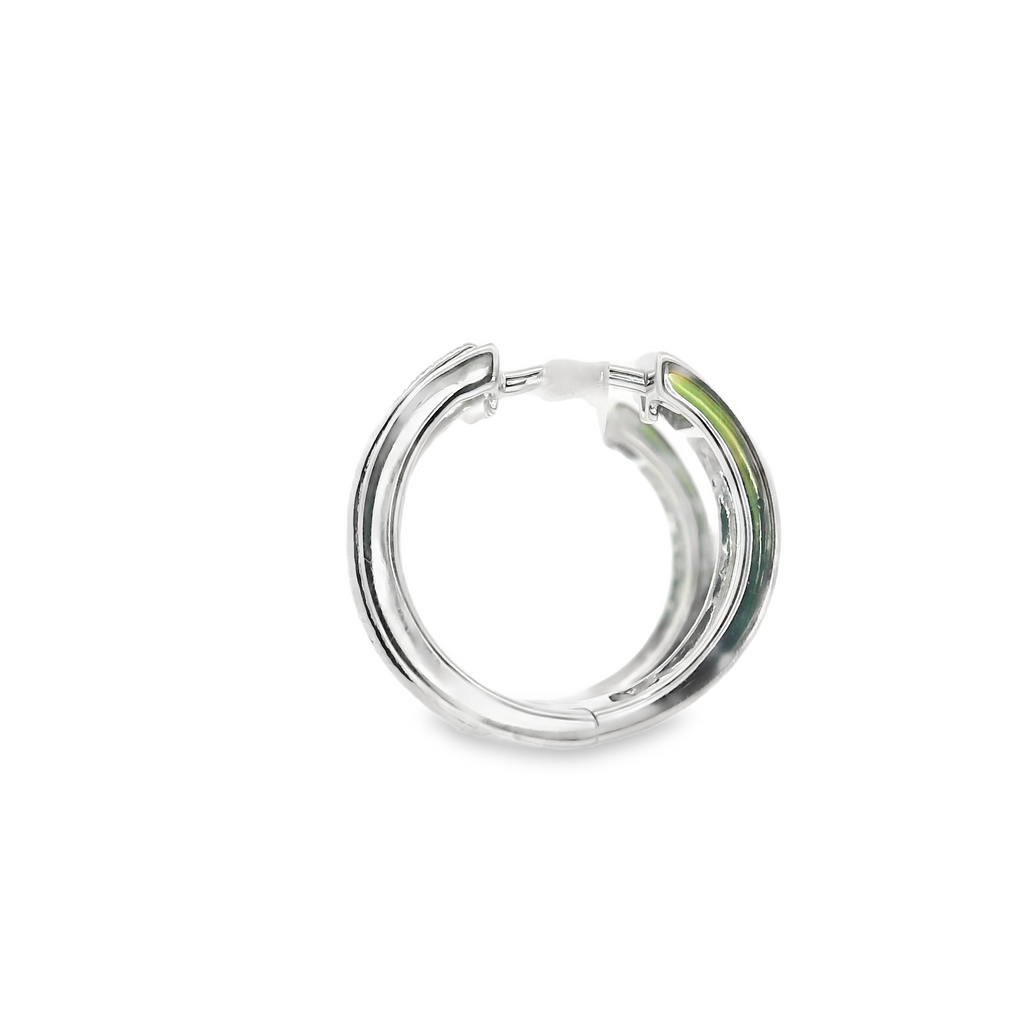 Sterling Silver Diamond Huggie Hoop Earrings