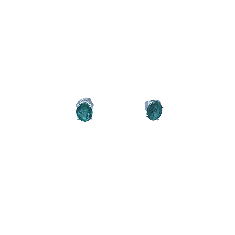 14K WG Emerald Stud Earrings