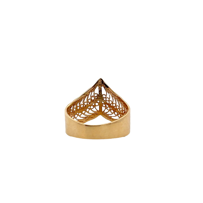 14K YG Filigree Chevron Band