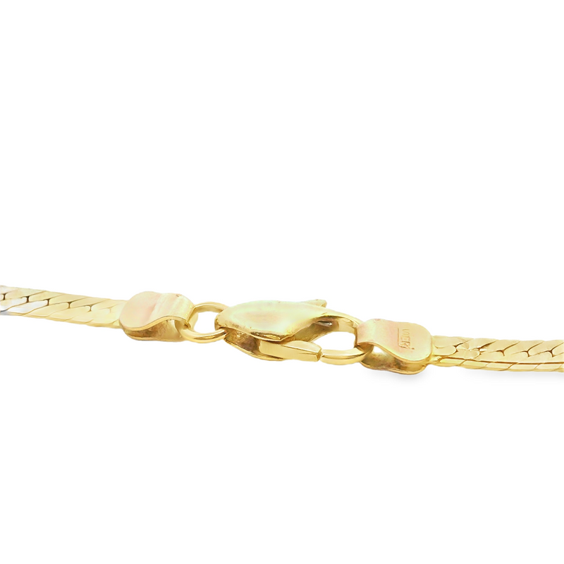 14K Tri Color Herringbone Necklace 24"
