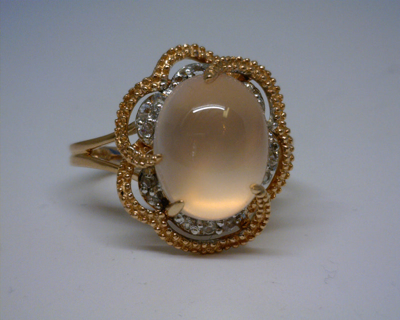 14K ROSE GOLD QUARTZ/SAPPHIRE RING