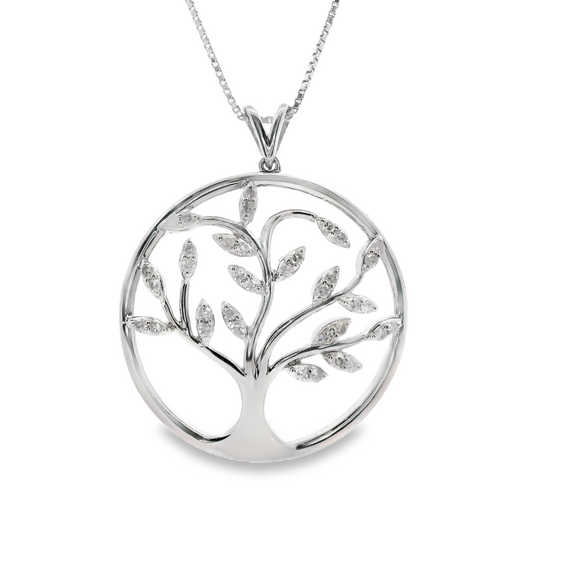 Sterling Silver Diamond Tree of Life Pendant