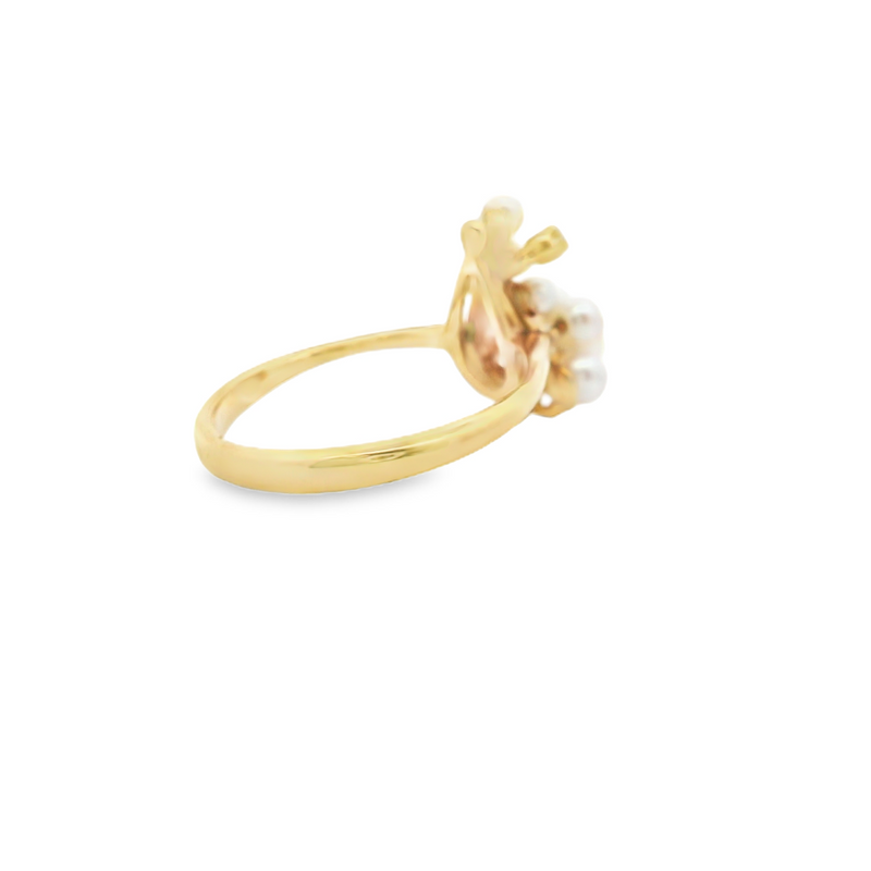 14K YG Pearl & Diamond Grape Cluster Ring