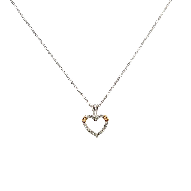 14K TT Diamond Heart Pendant