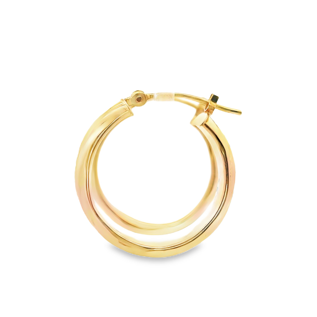 14K YG Hoops With Twist Designs