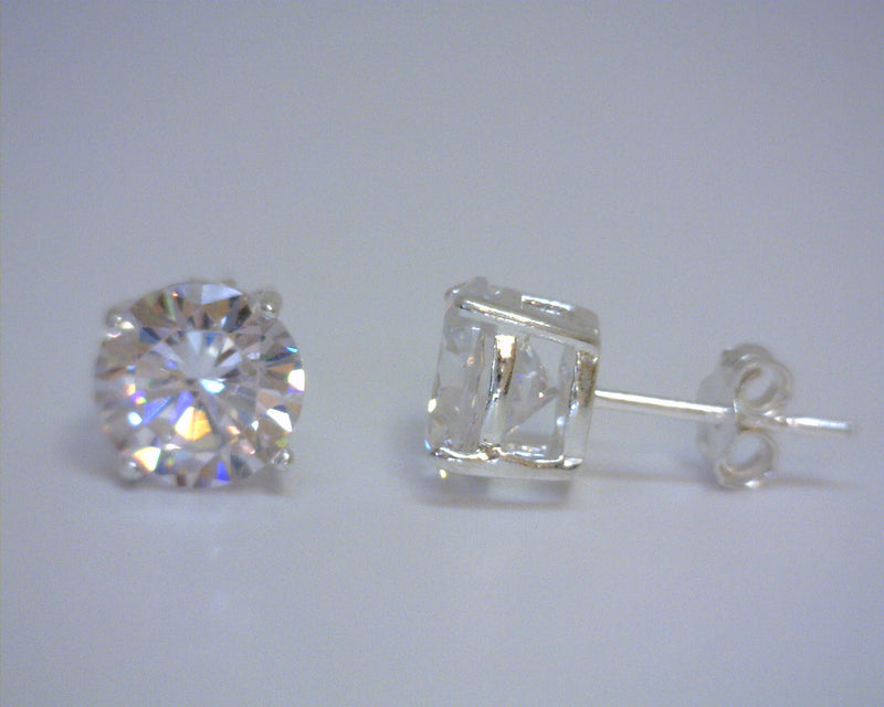 STERLING SILVER & CZ STUDS 8MM