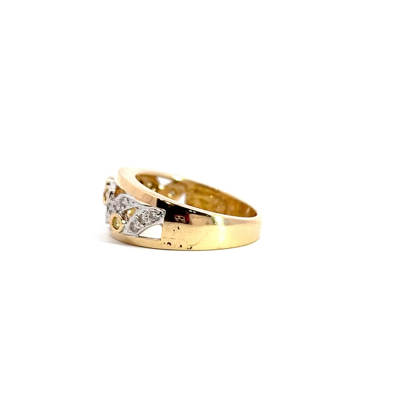 14K Two Tone White & Yellow Diamond Ring