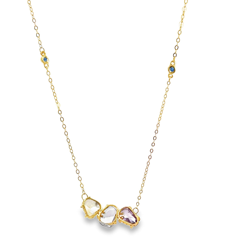 18K YG Gemstone Necklace (Quar