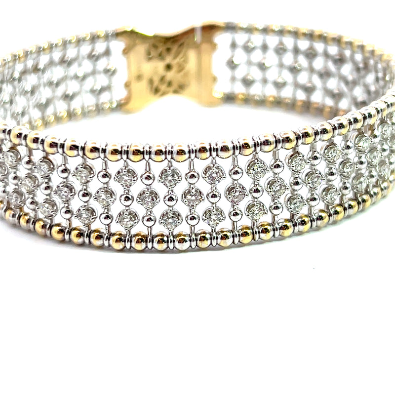 14K TT Flexible Diamond Bangle Bracelet