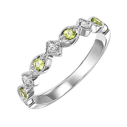10K White Gold Peridot & Diamond Band