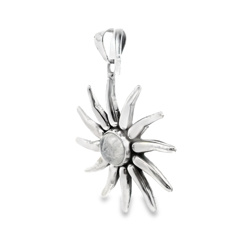 Sterling Silver Rainbow Moonstone Starburst Pendant