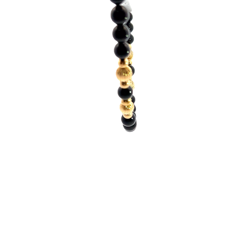 14K YG Black Onyx Beaded Necklace