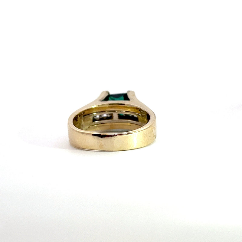 14K Two Tone Tourmaline & Diamond Ring