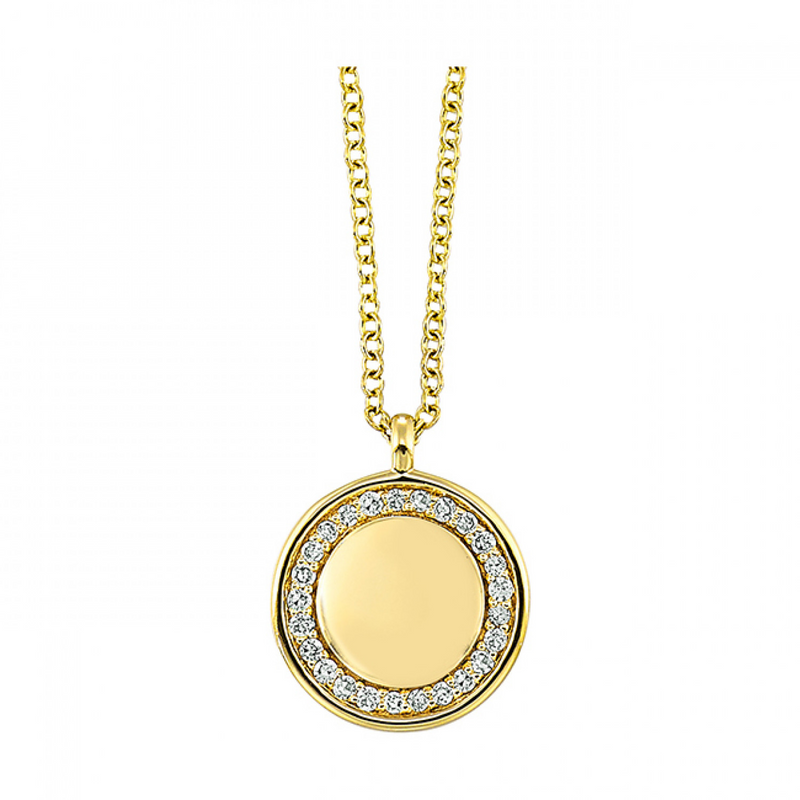 14K YG Circle Diamond Pendant