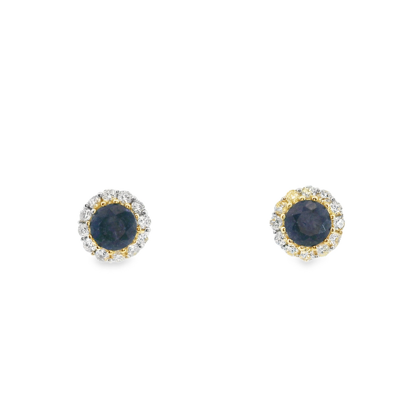 14K WG Sapphire & Diamond Stud Earrings
