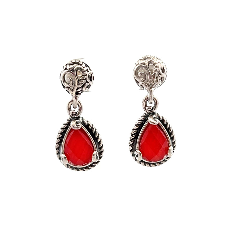 Sterling Silver Red Stone Earr