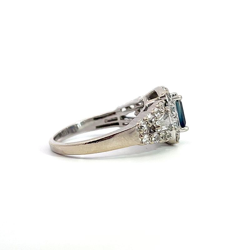 14K WG White & Blue Sapphire Ring