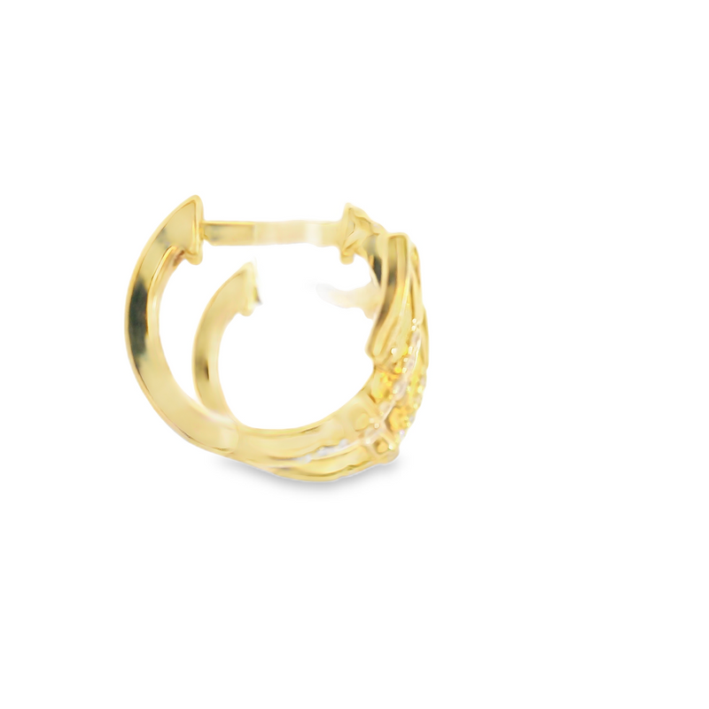 14K YG Buckle Diamond Hoop Earrings
