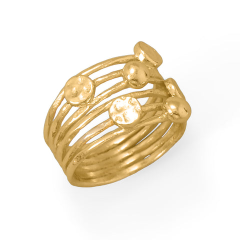 14 Karat Gold Plated 6 Row Disc Ring