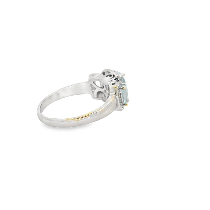 14K WG Aquamarine & Diamond Ring