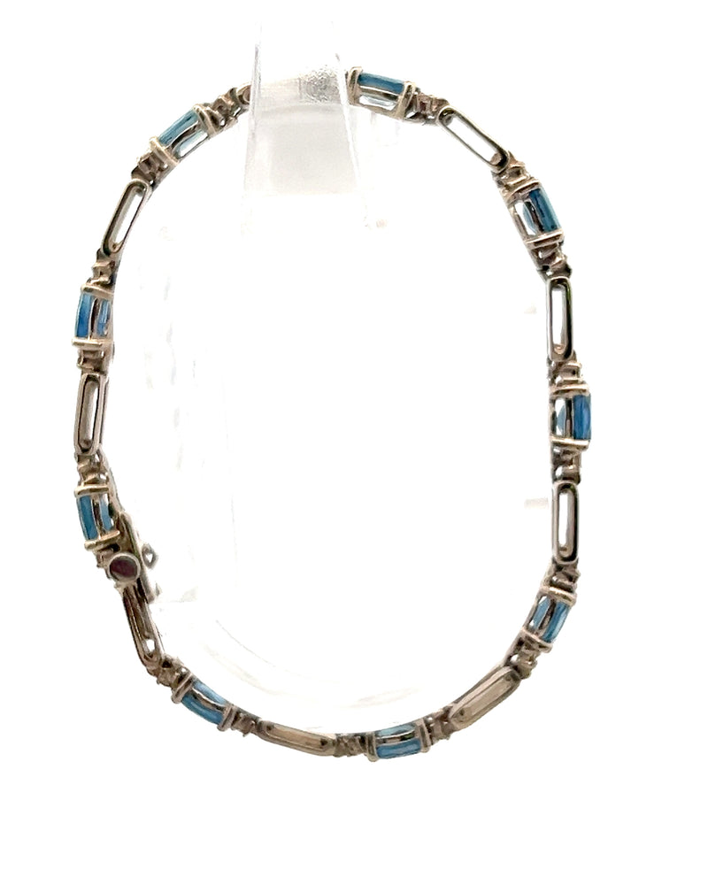 14K WG Sapphire & Diamond Tennis Bracelet